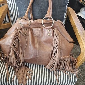 STS Ranchwear Brown Leather Shoulder Bag with Fringe